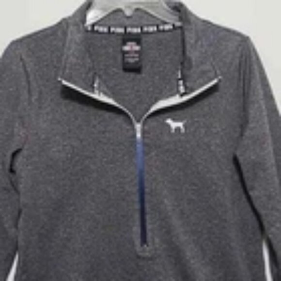 PINK ULTIMATE VICTORIA'S SECRET Gray Half Zip Collar Active Jacket - Size Large - Picture 2 of 10